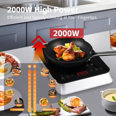 Індукційна конфорка COOKTRON 2000 Вт, 29 см, 10 рівнів температури, таймер на 4 години, сенсорне керування, функція підсилення