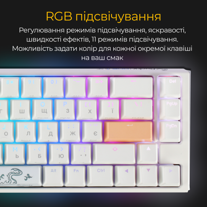 Механічна клавіатура Ducky One 3 SF Cherry MX Red RGB White UA