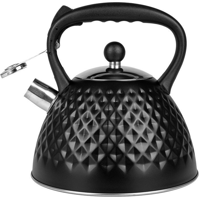 Чайник для плити Induktion 3L, чорний, з авто-свистком, нержавіюча сталь