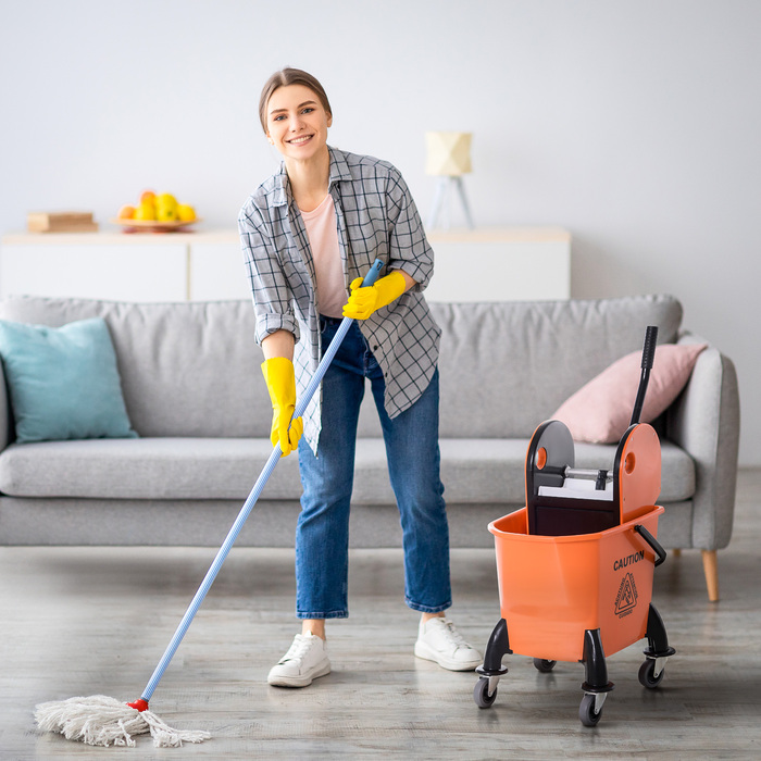 Відро для миття підлоги HOMCOM з пресом для віджиму, 26 л, пластик, помаранчевий