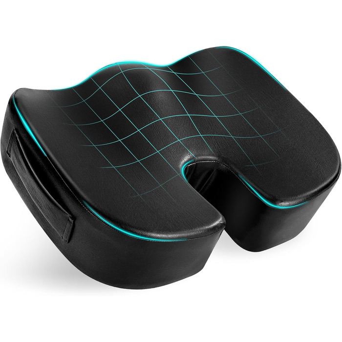 Подушка для сидіння Aulase Luxus: товстий Memory Foam для спини, куприту та ішіасу. Підходить для офісу, авто, ігор (чорний)