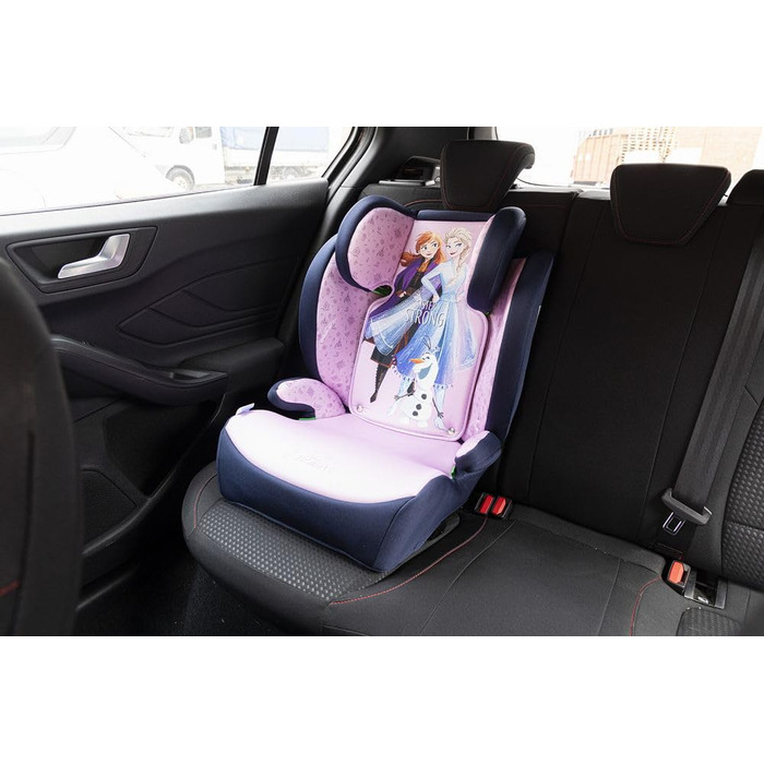 Автокрісло Disney Frozen з ISOFIX для дівчаток 100-150 см з Ельзою, Анною та Олафом на фіолетовому