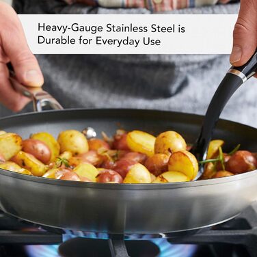 Сковорода KitchenAid 30 см з нержавіючої сталі з антипригарним покриттям, срібна