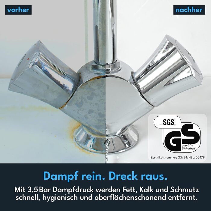 Електричний пароочисник LEBENLANG - 3,5 Bar, 1000W, 12 аксесуарів | Для дому, ванної кімнати, авто та вікон