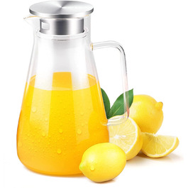 Скляна карафа Uten 1.5L з кришкою з нержавіючої сталі та кришталевою ручкою - 1500 мл