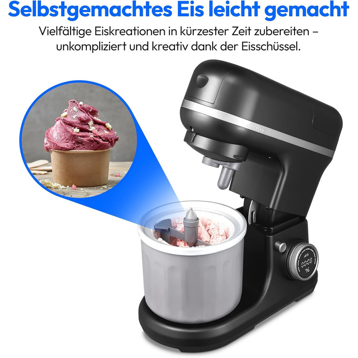 Кухонна машина MEDION MD18430: 3 в 1 (міксер, м'ясорубка, кухонний комбайн), 5 л чаша з нержавіючої сталі, 1200 Вт, цифровий дисплей, чорний