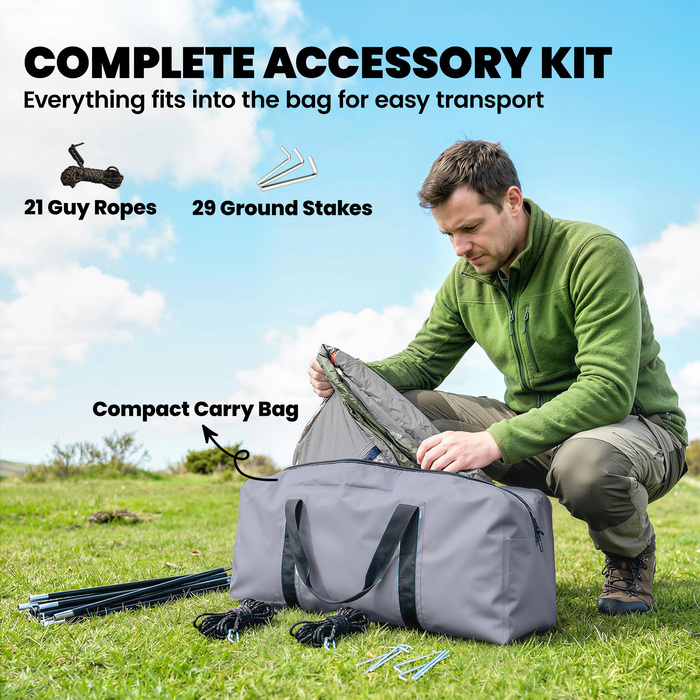 Сімейний намет-тунель на 4 особи з 2 спальнями, тамбуром, 4 вікнами, підлогою та висотою стелі. Водостійкість 3000 мм.