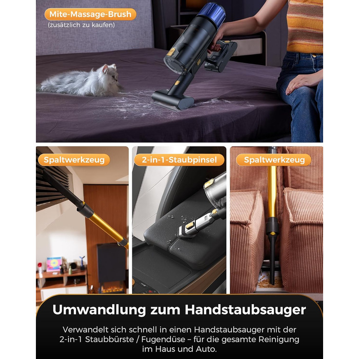 Бездротовий пилосос Proscenic P15: 55KPa, 580W, 70 хв, LED дисплей, антизаплутування, фільтр 6 шарів, для дому та авто