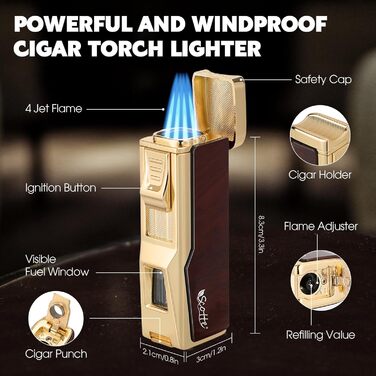 Портативний цигарний вологозбережувач та запальничка Scotte для подорожей (на 7 сигар)