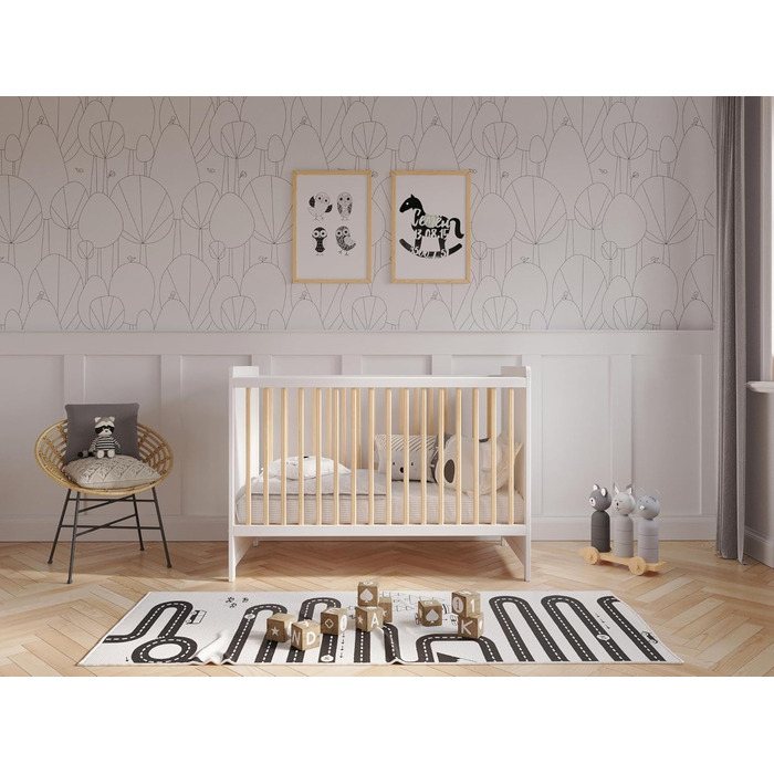 Дитяче ліжко-приліжкова кроватка Love For Sleep Tokyo 120x60 см з бар'єром, трансформується, антрацит-горіх, збірна, для малюків