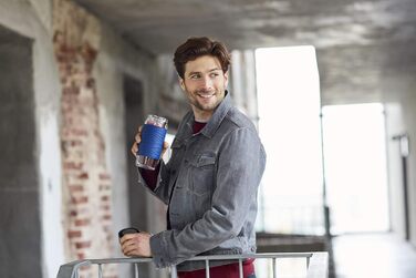 Емса N20805 Чайний горнятко з подвійними стінками | 0,4 л | знімний фільтр | без BPA | 100% герметичне | не протікає | придатне для миття в посудомийній машині | 360° отвір для пиття | Синій