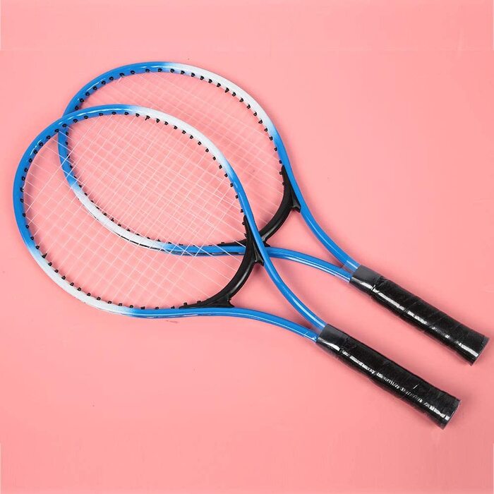 Чудова тенісна ракетка, набір тенісних ракеток із залізного сплаву без еластичності дитяча тенісна ракетка тенісна ракетка подвійний комплект з футляром для перенесення, для дітей синього кольору