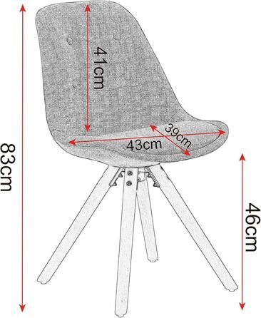 Набір обідніх стільців Woltu 4 шт., стиль скандинавський, сірий, з м'яким сидінням з льону, для кухні та вітальні