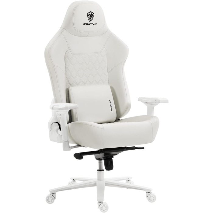 Ігровий крісло Dowinx для геймерів Esport, ергономічний офісний крісло з підлокітниками 4D та масажем попереку, витримує до 200 кг, регульована висота (білий)