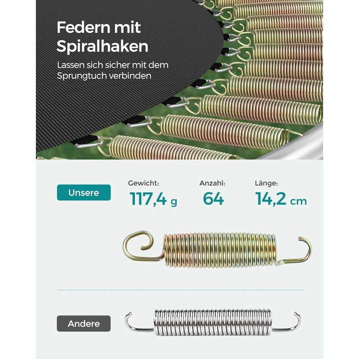 Батут SONGMICS садовий Ø366 см з захисною сіткою, драбиною та м'якими стійками, чорно-зелений