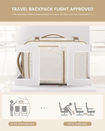 LOVEVOOK Рюкзак для ручної поклажі, 40L, для подорожей, чоловічий/жіночий, для ноутбука 17 дюймів, водонепроникний, рюкзак-валіза, для вихідних, роботи, відпустки, бежевий (бежевий+хакі)