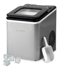 Льодогенератор KLAMER 24 кг/добу, 3 розміри кубиків льоду, резервуар 2.2 л, 130 Вт - тихий льодогенератор для дому та бізнесу