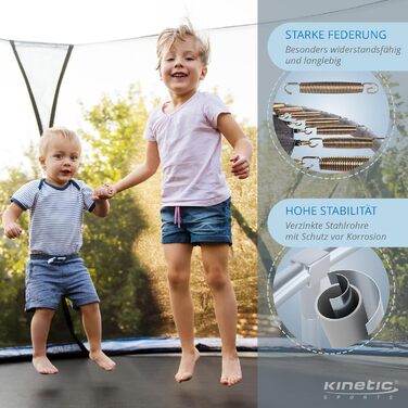 Батут вуличний KINETIC SPORTS Salto Plus Ø 335 см з сіткою, драбиною та захисним покриттям - для дітей, США