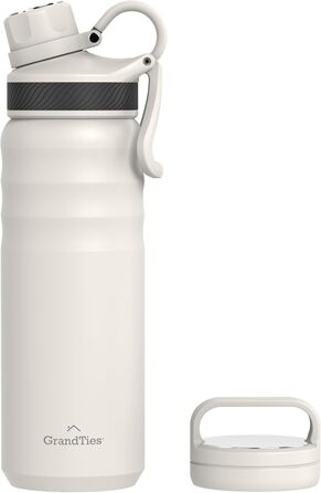 Термопляшка GRANDTIES 946мл з широким горлом та двома кришками, для чоловіків та жінок, колір слонова кістка