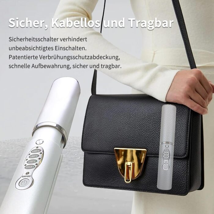 Бездротовий випрямляч для волосся Titan 2-в-1 з акумулятором 5000mAh (випрямляч та плойка) для всіх типів волосся, білий