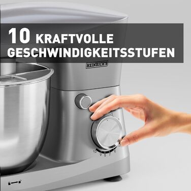 Кухонна машина Heinrich's 1500W з місткою чашею 6L (нержавіюча сталь)