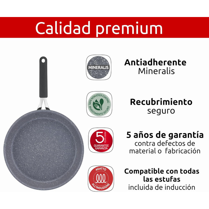 Набір сковорідок Lagostina Tempra Mineral з антипригарним покриттям, 24/28 см, силіконовий гриб, для всіх джерел тепла
