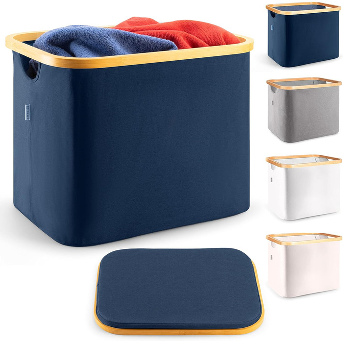 Елегантна коробка для зберігання Blue Великий та універсальний кошик для білизни Антибактеріальне зберігання для ванної кімнати, одягу, іграшок Органайзер для ванної кімнати 50 л Синій 50 л