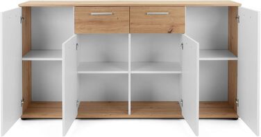 Сервант Jacklin Sonoma Oak/White - 160x85x35 см - Комод з великою кількістю місця для зберігання під житлову зону