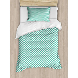 Набір геометричних підковдр Двоспальне ліжко, геометрична пастель, затишна форма Найвища якість Підковдра з 2 предметів з 1 наволочкою, 170 x 220 см - 75 x 50 см, морський зелений і білий