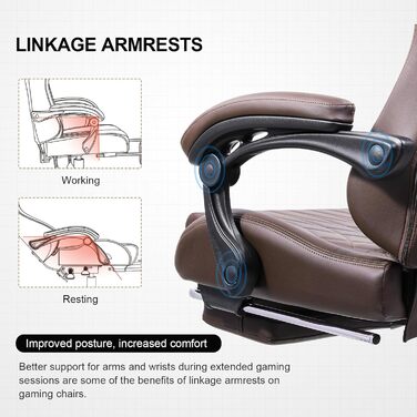 Ігровий крісло GTPLAYER з різдвяним мотивом, з підніжкою, широке сидіння, з подушкою для спини та синхронізованими підлокітниками для великих людей【Велюр】 (Коричневий)