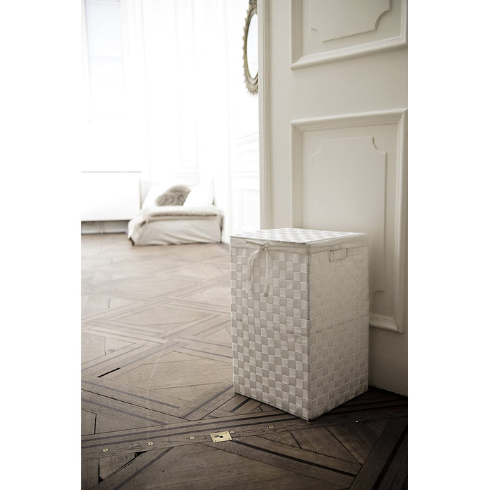 Кошик для білизни RAN6892 Stan з кришкою, ручками, плетіння, металевий каркас, знімний льняний вкладиш, 30 x 30 x 50 см, колір шоколадний