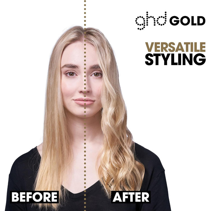 Випрямляч для волосся ghd Gold: професійний, без екстремального нагріву, плаваючі керамічні пластини, гладке покриття, антифриз, швидкий нагрів (30 сек), UK-штекер, упаковка 2023