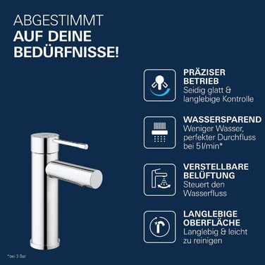 Змішувач для ванної кімнати Grohe Essence, хромований, водозберігаючий, 17 см, проста установка