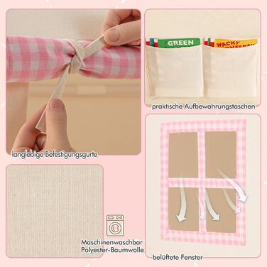 Дитячий намет GOPLUS з м'яким килимком, зірочками та китицями, ігровий будиночок для дому та вулиці з вікнами, дверима та кишенями, для дітей від 3 років (Рожевий)