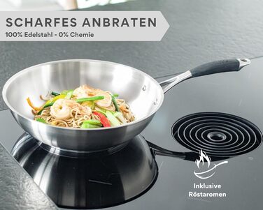 Набір сковорідок нержавіючої сталі Edelstein PURA 20, 24, 28 см – без покриття PTFE/PFOA, для індукції та всіх плит, для смаження з ароматом