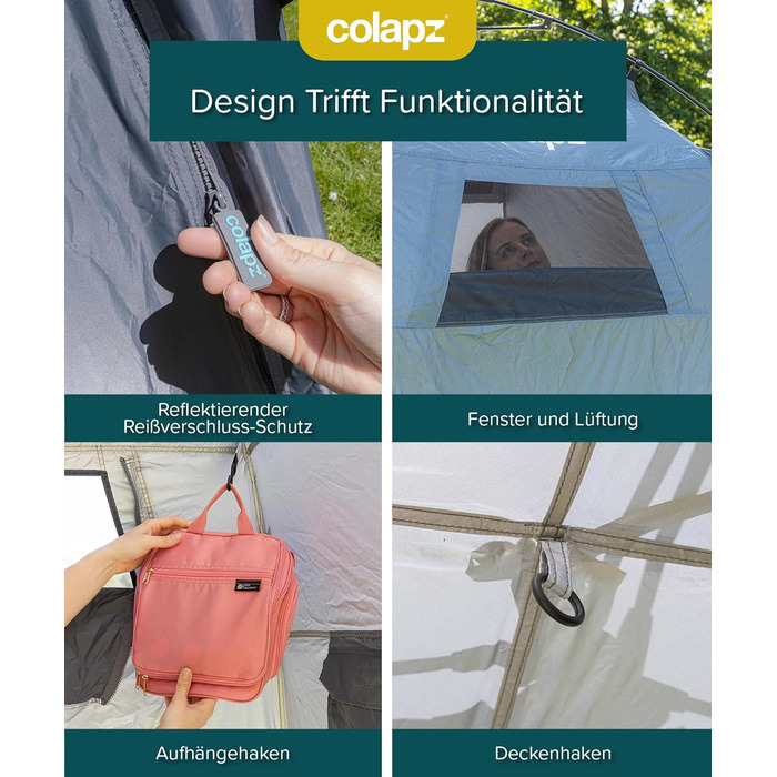 Намет для душу та туалету Colapz – портативна роздягальня для кемпінгу, сірий, 2,1 м