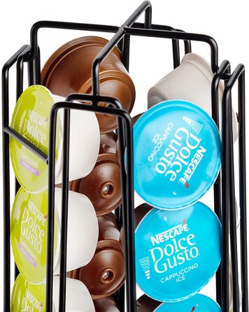 Тримач капсул MeelioCafe, що обертається для 40 капсул Nespresso, підставка для кавових капсул Nespresso, аксесуари для дозатора капсул Nespresso (24 чорні капсули Dolce Gusto)