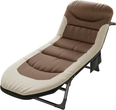 Розкладне кемпінгове ліжко XXL Folding Bed — широка туристична лежанка з регульованою спинкою для відпочинку, риболовлі та саду (Коричневий)