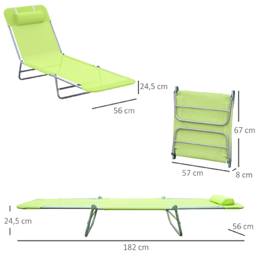 Outsunny Sun Lounger Садовий шезлонг Relax Lounger 4 кольори, складний шезлонг для ванни, шезлонг з сошками для саду та балкона