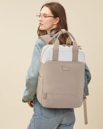 Сумка-рюкзак LOVEVOOK для жінок, 15.6 дюймів, для ноутбука, шкільний, підлітковий, елегантний, для подорожей, для дівчаток, водонепроникний, для роботи, для навчання, універсальний, бежевий, хакі