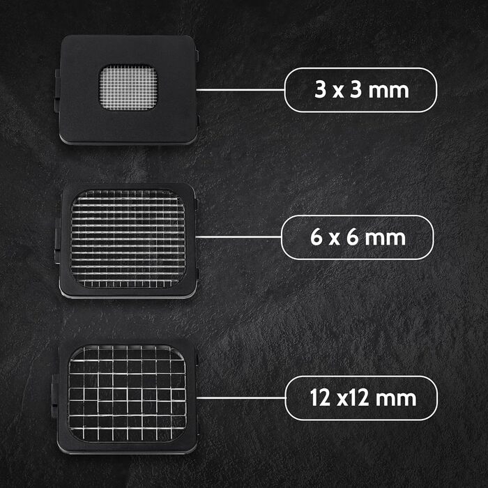 Подрібнювач для овочів ALLIGATOR 3094 з нержавіючої сталі з контейнером - для овочів, цибулі та картоплі фрі - 3 змінні леза (3x3 мм, 6x6 мм, 12x12 мм) - Без BPA