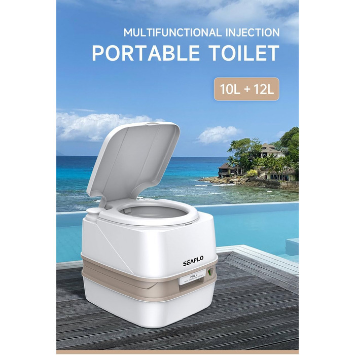 Seaflo LIGHTEU: портативна інжекторна туалет для кемпінгу та дому (12л)