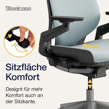 Ергономічне офісне крісло Steelcase Gesure, підлокітники 360, 3D жива спинка, підголівник, Storm Horizon