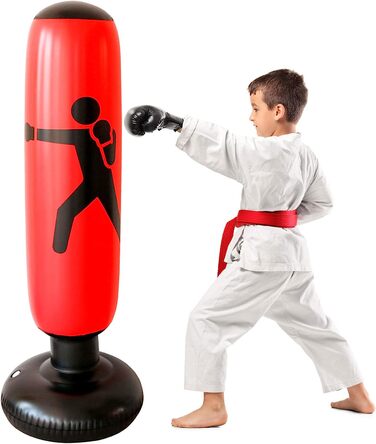 Боксерська груша Taekooki для дітей 65х160 см червона