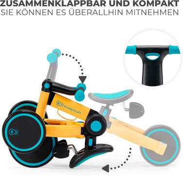 Триколісний велосипед Kinderkraft 4TRIKE 3 в 1: самокат-каталка-велосипед, жовтий, для дітей від 12 місяців до 5 років