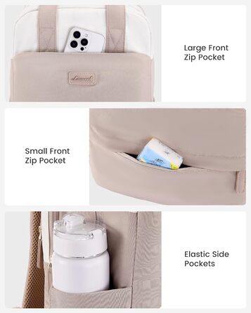 Сумка-рюкзак LOVEVOOK для жінок, 15.6 дюймів, для ноутбука, шкільна сумка для підлітків, дівчаток, елегантний туристичний рюкзак, сумка для роботи, повсякденна сумка, водонепроникна, для подорожей, навчання, роботи (15.6 дюймів, Бежево-рожевий)