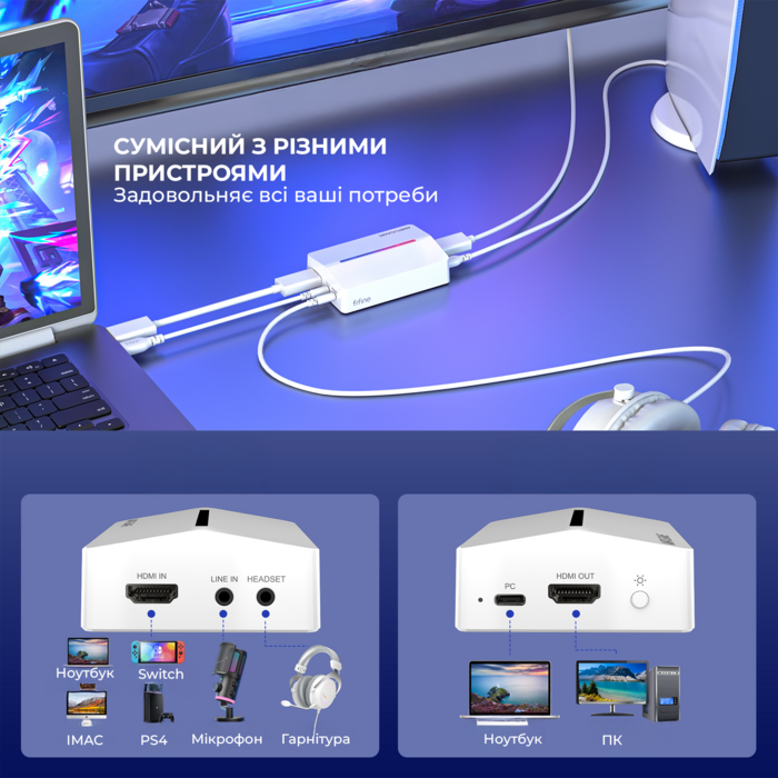 Пристрій захоплення відео Fifine V3W Game collection card