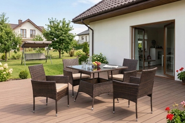 Комплект садових меблів із техноротанга MEBEL ELITE, коричневий, 5 предметів