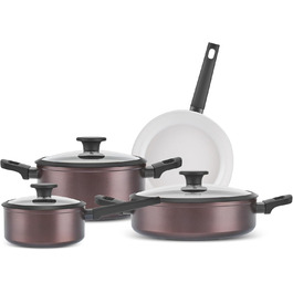 Набір кухонного посуду Karaca Ceramica Iconic Bronze (7 предметів): каструлі, сковорода, топи з кришками, антипригарне покриття SwissCrystal без PFAS