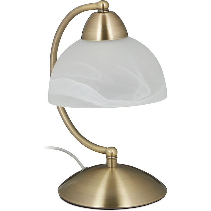 Настільна лампа Relaxdays Touch, ретро-дизайн, розетка E14, приліжкова лампа з регулюванням яскравості, скло та залізо, HBT 25 x 15 x 19 см, золото